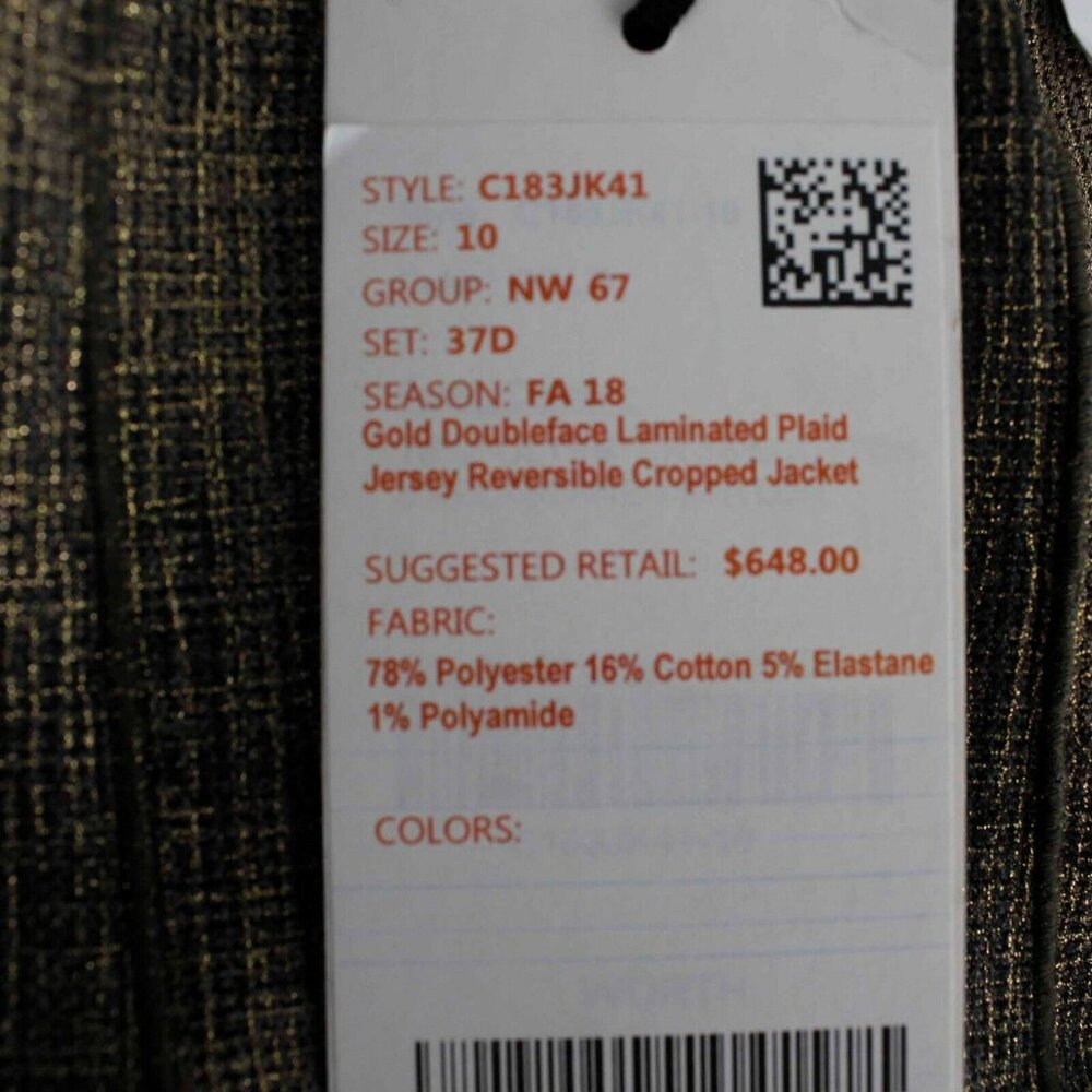 Worth $648 Sz 6 Gold Black Doubleface Laminated Cotton Poly Blazer Dress - Picture 7 of 10